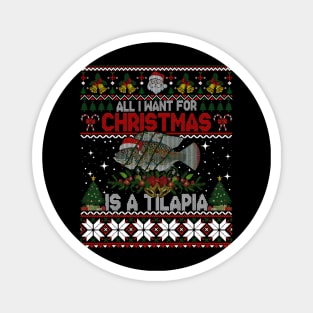 Funny Santa Hat I Want For Christmas Is A Tilapia Fish Magnet